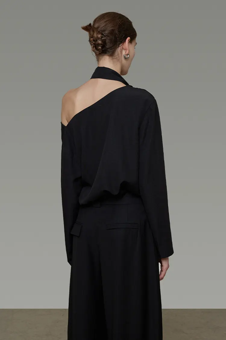 Women's Black Office Long Sleeve Blouse