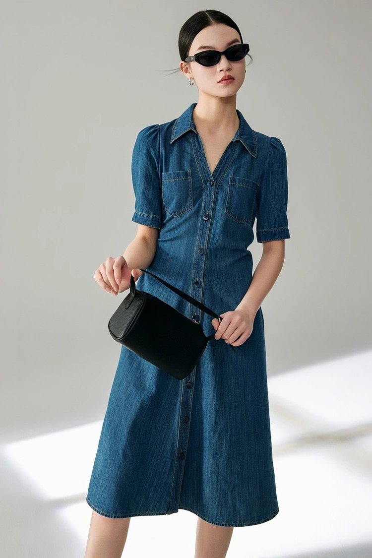 Женское джинсовое хлопковое стильное платье