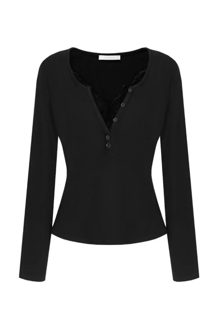 Женский кружевной тонкий свитер с v-образным вырезом