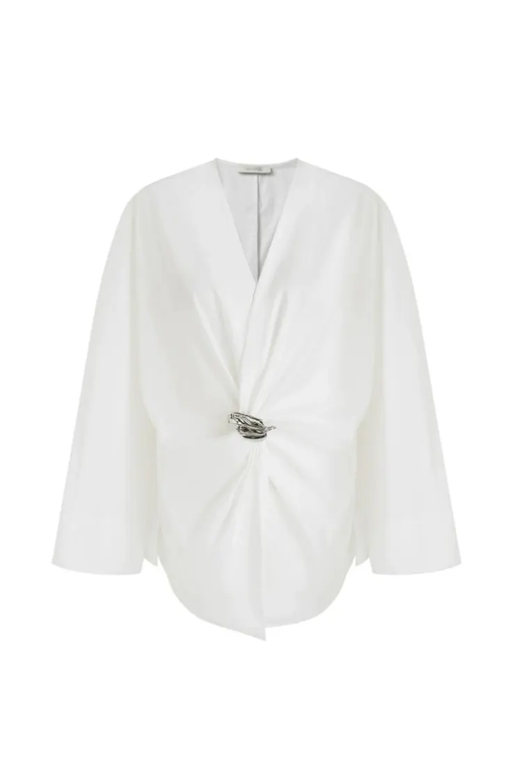 Женская вечерняя блузка с металлической пряжкой